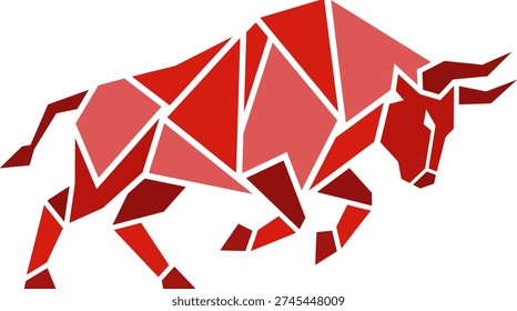 Gaya polygonal atau low poly ini sangat modern dan tema banteng (bull) sangat laris untuk industri keuangan (simbol bull market atau tren pasar saham yang naik).