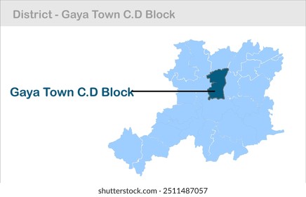 Gaya Town C.D Block sub-district map, Gaya District, Bihar State, Republic of India, Government of Bihar, Indian territory, Eastern India, politics, village, tourism