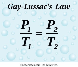 Lei de Gay-Lussac, história. Educação. Ciência. Escola. Fórmula. Ilustração vetorial.