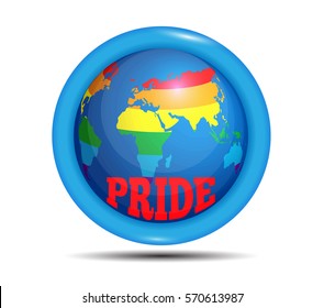 Gay-pride icon on a white background. isolated symbol LGBT. Symbol gay and lesbian equality pride. Vector illustration for web-design and design banner, flyer, poster, clothes and t-shirt. rainbow map