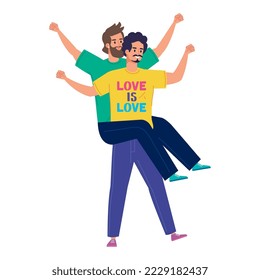 enamorados gays levantando personajes