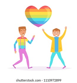 Gays dancing LGBTQ Vector. Cartoon. Isolated art on white background. Flat