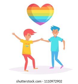 Gays dancing LGBTQ Vector. Cartoon. Isolated art on white background. Flat