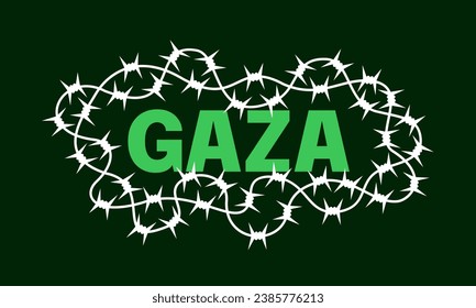 Gaza being isolated by barbed wire - occupation and blockade of Palestinian territory. Vector illustration.