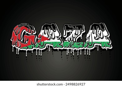 Gaza Hand Lettering Graffiti with dripping