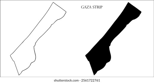 Gaza Strip Blank Map, Gaza Strip Map Outline Vector Images