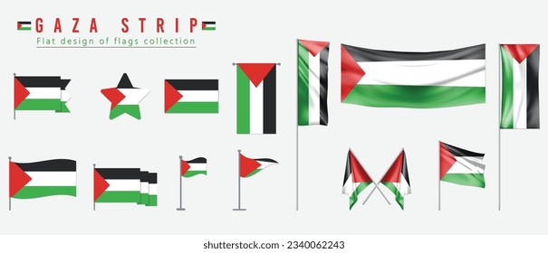 Gaza Strip flag, flat design of flags collection