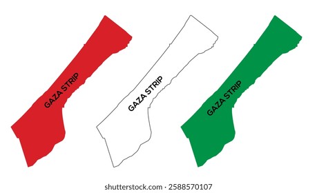  gaza strip map icon set outline silhouette . Gaza city map . Gaza strip map vector illustration, scribble sketch Gaza strip