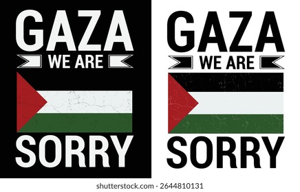 Gaza, nós lamentamos o vetor de design para banner, t-shirt, cartaz, adesivo, distintivos, design de mídia social. Tipografia Gráfica Caligráfica.