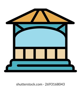 Gazebo-Bogen-Symbol. Kontur Pavillon Bogen Vektorsymbol Farbe flach einzeln