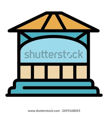 Gazebo arch icon. Outline gazebo arch vector icon color flat isolated