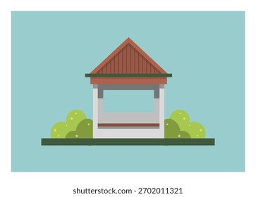 Gazebo building. Simple flat illustration.