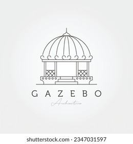 gazebo dome line art vector illustration design, gazebo garden construction icon vector design