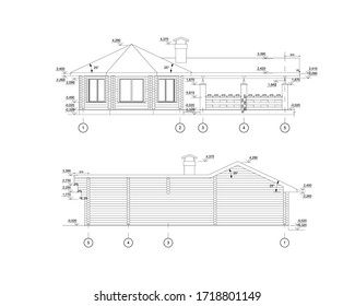 Gazebo frame and bbq grill vector illustration  Detailed architectural plan