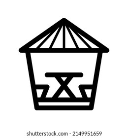 Gazebo icon. Black contour linear silhouette. Front side view. Vector simple flat graphic illustration. Isolated object on a white background. Isolate.