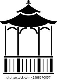 gazebo icon, Black gazebo park silhouette vector template designs, isolated on a transparent background. Gazebo of pergola icons. Gazebo park. Wooden alcove patio, perfect for logos, web page