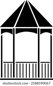 gazebo icon, Black gazebo park silhouette vector template designs, isolated on a transparent background. Gazebo of pergola icons. Gazebo park. Wooden alcove patio, perfect for logos, web page