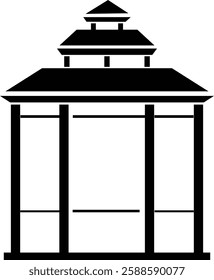 gazebo icon, Black gazebo park silhouette vector template designs, isolated on a transparent background. Gazebo of pergola icons. Gazebo park. Wooden alcove patio, perfect for logos, web page