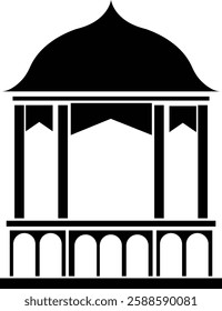 gazebo icon, Black gazebo park silhouette vector template designs, isolated on a transparent background. Gazebo of pergola icons. Gazebo park. Wooden alcove patio, perfect for logos, web page