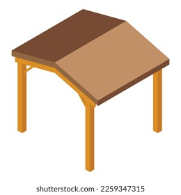 Gazebo-Icon isometrische Vektorgrafik. Gebäudebau. Holzgarten