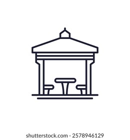 gazebo icon on white, line vector