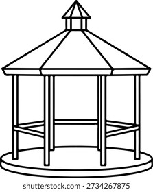 Gazebo icon representing a park pavilion used for shelter, gatherings, and outdoor relaxation