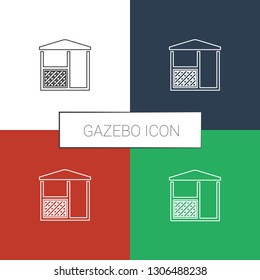 gazebo icon white background. Editable line gazebo icon from gardening. Trendy gazebo icon for web and mobile.