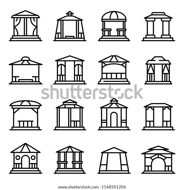 Gazebo Icons Set Outline Set Gazebo Stock Vector (Royalty Free ...