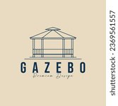 gazebo line art logo vector illustration design minimalist, gazebo garden construction icon vector design