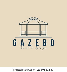 gazebo line art logo vector illustration design minimalist, gazebo garden construction icon vector design