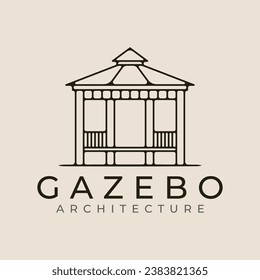 gazebo line art logo vector illustration template design