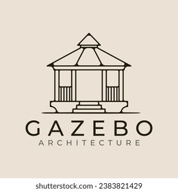 gazebo line art logo vector illustration template design
