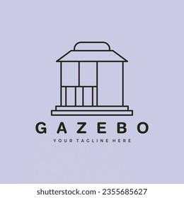 gazebo logo outline vector illustration design