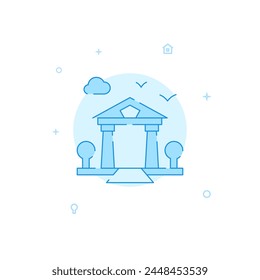 Gazebo on the sea, resort vector icon. Flat illustration. Filled line style. Blue monochrome design. Editable stroke. Adjust line weight.