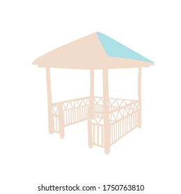 Gazebo for patio or garden doodle vector illustration.