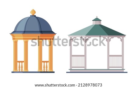 Gazebo or Pavilion Structure as City Park Area Element Vector Set Сток-фото © 