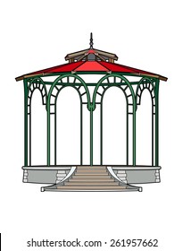 Gazebo with red roof