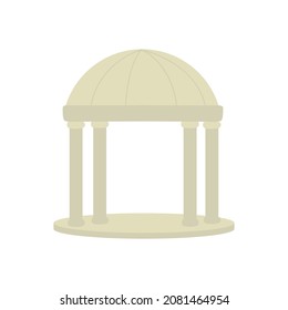 Gazebo With A Round Roof And Columns. Flat Vector Illustration.