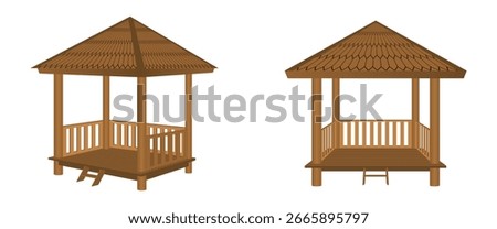 gazebo set vector illustration isolated on white background.