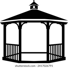 Gazebo Vector icon, summer gazebo vector, Gazebo Icon Logo Vector Symbol. Temple Icon, Gazebo of pergola vector black icon. used for web design ,mobile apps, isolated on transparent background.