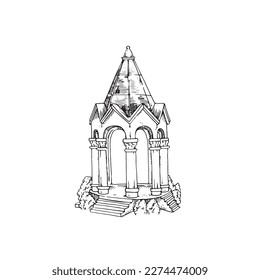 Gazebo. Vector illustration in doodle sketch style.