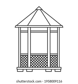 Gazebo wooden vector outline icon. Vector illustration gazebo wooden on white background. Isolated outline illustration icon of pergola.