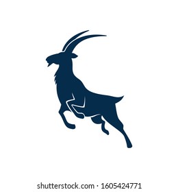 Gazelle or antelope isolated animal silhouette. Vector wild jumping goat, hunting sport mascot