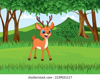 a gazelle baby laughing in the forest
