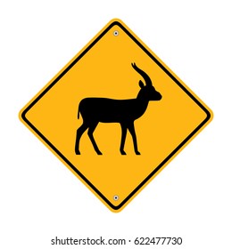 Gazelle crossing road sign. Traffic sign. Symbol, illustration