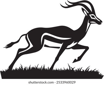 A gazelle gracefully leaps across an empty expanse