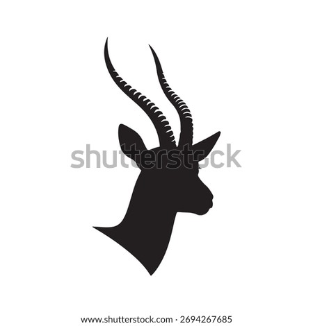 Gazelle head silhouette icon vector flat illustration on white background.
