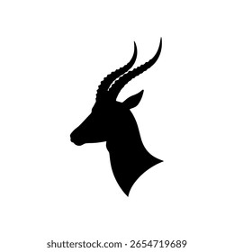 Diseño de ilustración plana de Vector de silueta de cabeza de gacela. 