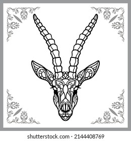 gazelle head zentangle arts, isolated on white background
