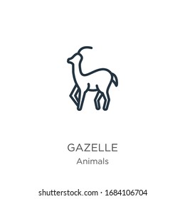 Gazelle icon. Thin linear gazelle outline icon isolated on white background from animals collection. Line vector sign, symbol for web and mobile